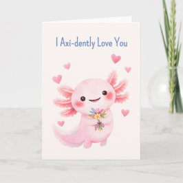 Cartão De Festividades Axolotl With a Bouquet Salamander love