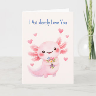 Cartão De Festividades Axolotl With a Bouquet Salamander love