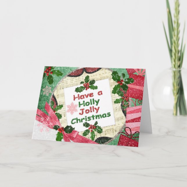 Cartão De Festividades azevinho agradavelmente (Frente)