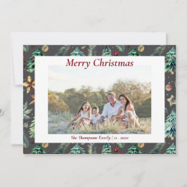 Cartão De Festividades Azevinho de Natal Folhagem Botânica Foto Carvão