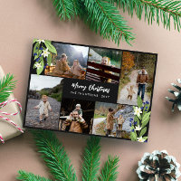 Azul Berry Greenery Foto Colagem Feliz Natal