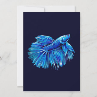 Cartão De Festividades Azul Betta Fish no Marinho |Pão de Aquário