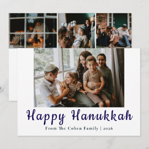 Cartão De Festividades Azul Caligrafia Feliz Hanukkah família 4 foto