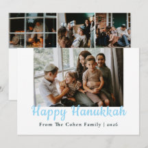 Azul Caligrafia Feliz Hanukkah família 4 foto