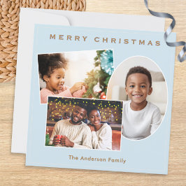 Cartão De Festividades Azul Claro Faux Dourado Galeria de 3 Fotografias N