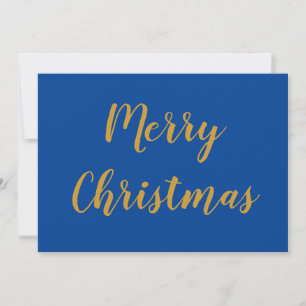 Cartão De Festividades Azul Dourado de Natal feliz