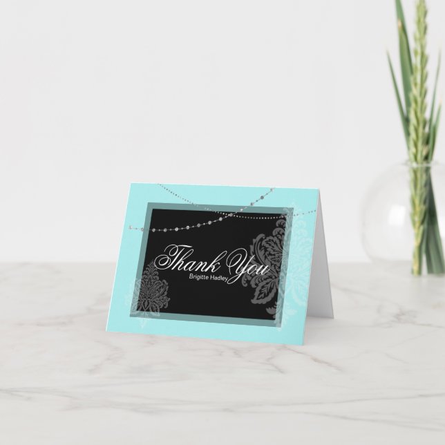 Cartão De Festividades Azul e preto (Frente)