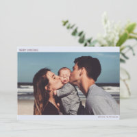Azul Gelado Minimalista Foto de Família Feliz Nata