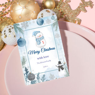 Cartão De Festividades Azul-Icy Elegante Verificado Por Aquarela