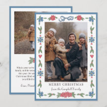 Azul Mão Desenhada Nórdica Foto Feliz Natal