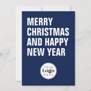 Cartão De Festividades Azul Marinho Moderno Logotipo Personalizado Negóci