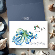 Azul Octopus Watercolor Beach Christmas