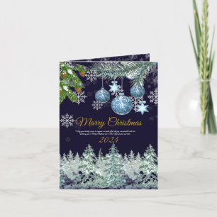 Cartão De Festividades Azul rústico tradicional marinho Feliz Natal