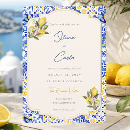 Cartão De Festividades Azulejo Mediterrâneo Italiano Costeiro Casamento d