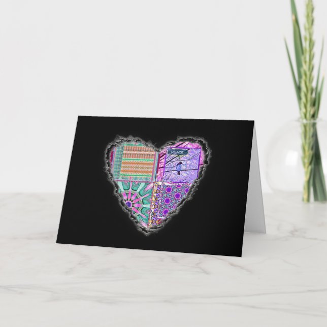 Cartão De Festividades Azulejos Azulejos Geométricos com Pássaro da Paz (Frente)