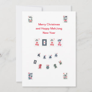 Cartão De Festividades Azulejos Mahjong símbolos design de Natal