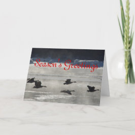 Cartão De Festividades B47 Geese Canadense Sobre Rio Congelado
