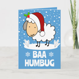 Cartão De Festividades Baa Humbug Sheep Wearing A Santa Hat Holiday