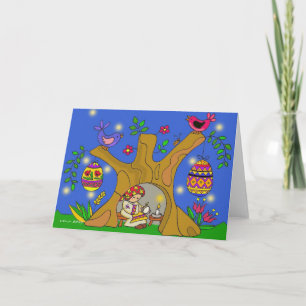 Cartão De Festividades Baba e a Arte Folclórica Ucraniana Pysanky Tree