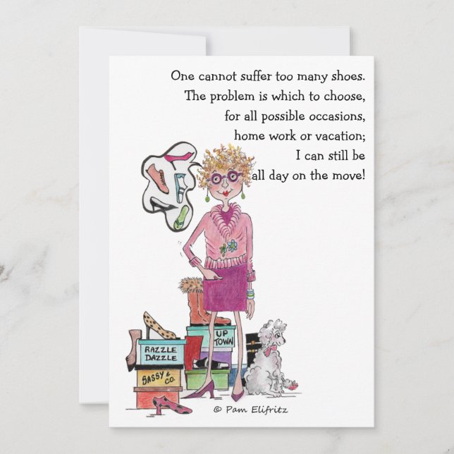 Cartão De Festividades Babs tem Calçados, Sonhos de mais,    Desenho colo (Frente)