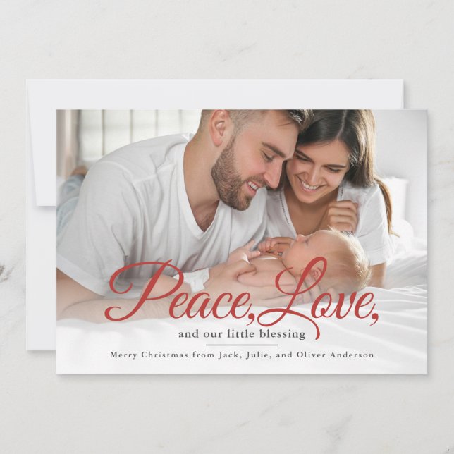 Cartão De Festividades Baby Announcement Merry Christmas Photo  (Frente)