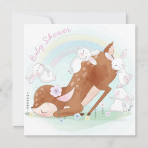 Cartão De Festividades Baby Deer e Bunnies