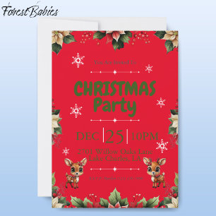 Cartão De Festividades Baby Deer, Fawn, Doce, Reindeer Floral 🦌 🎄 Verme