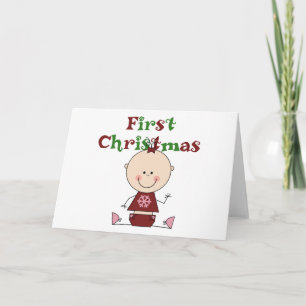 Cartão De Festividades Baby Girl First Christmas T-shirts e presentes