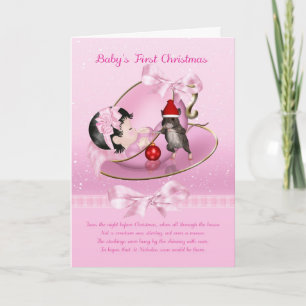 Cartão De Festividades Baby Girl's First Christmas Card