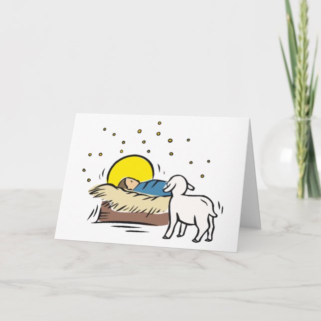 Cartão De Festividades Baby Jesus In The Manger (Frente)