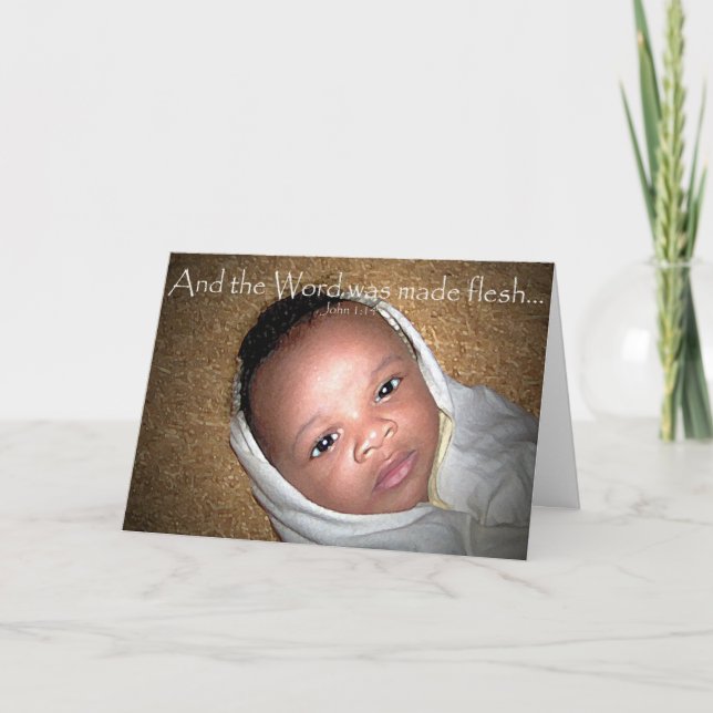 Cartão De Festividades Baby Jesus On Hay (Frente)