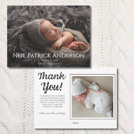 Cartão De Festividades Baby Photo Modern Birth Announcement White