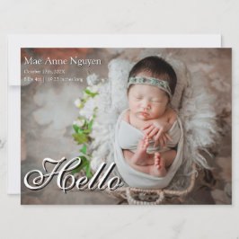 Cartão De Festividades Baby Photo Modern Birth Announcement White