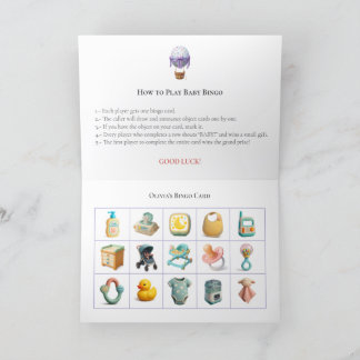 Cartão De Festividades Baby Shower Bingo Game Board10. Fun Party