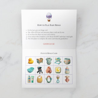 Cartão De Festividades Baby Shower Bingo Game Board18. Fun Party