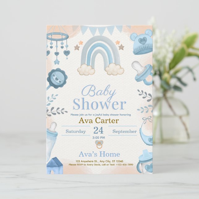 Cartão De Festividades Baby Shower Invitation (Em pé/Frente)