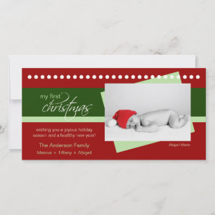 Cartão De Festividades Baby's 1st Christmas Holiday Photocard (red)