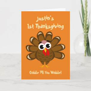 Cartão De Festividades Baby's 1st Thanksgiving grandson or granddaughter