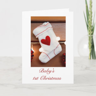 Cartão De Festividades Baby's first Christmas 1st Christmas with stocking