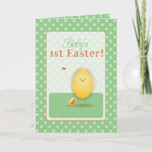 Cartão De Festividades Baby's First Easter Cute Chick With Egg
