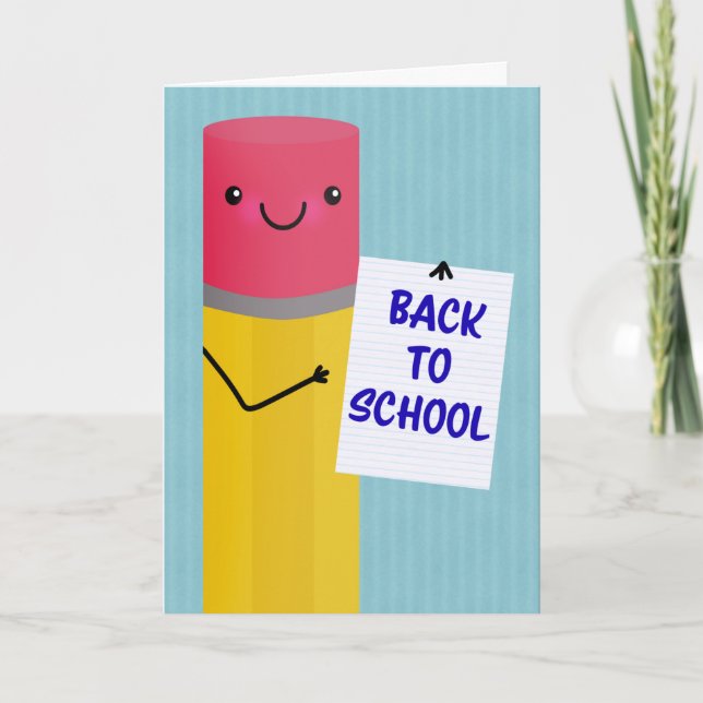 Cartão De Festividades Back To School Pencil Illustration Humor  (Frente)