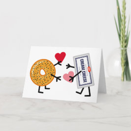 Cartão De Festividades Bagel & queijo creme - corações bonitos do amor