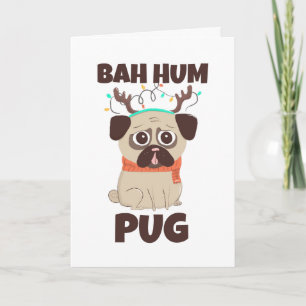 Cartão De Festividades Bah Hum Pug Cachorro de Natal