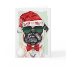 Bah Humbug Pug Dog Feliz Natal