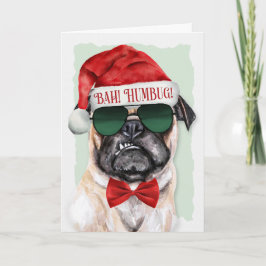Cartão De Festividades Bah Humbug Pug Dog Feliz Natal