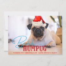 Bah Humpug Pug Dog Foto de Natal Personalizada Eng