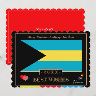 Cartão De Festividades Bahamas Flag & Happy New Year/Best Wishes Card