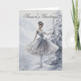 Cartão De Festividades Bailarina Floco de Neve Rainha da Neve Natal