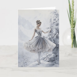Cartão De Festividades Bailarina Floco de Neve Rainha da Neve Natal