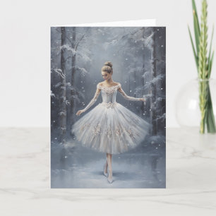 Cartão De Festividades Bailarina Floco de Neve Rainha da Neve Natal